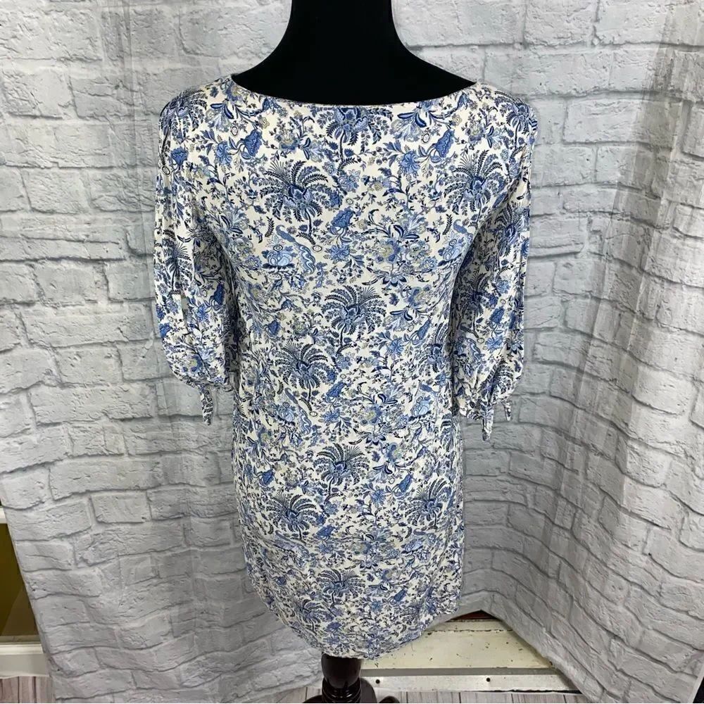 H&M Paisley and flower print dress blue and white sz 4 women - Picture 10 of 12